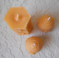 Candles Pure Beeswax 2 Beehive Shape Votives & 1 Pillar Choose Natural Honey Scent or Lavender Essential Oil Scent Skep Set of 3 Handmade