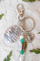 Keychain or Purse Charm Chrysoprase Faceted, Clear AB Quartz Nuggets, FW Pearls, Abalone Shell, Mermaid Riding Dolphin, Handmade Ocean Gift