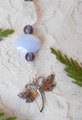 Keychain or Purse Charm, Dragonflies, Blue Chalcedony, Crystal Quartz, Rainbow Hematite Star, AB Crystals, White FW Pearls, Handmade Gift