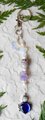 Keychain or Purse Charm, Rainbow Moonstone, Amethyst, Opalite Star & Heart, Purple Owl, FW Pearls, Crystal AB Beads, Handmade Gift