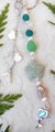 Keychain or Purse Charm, Star Lava Bead Aromatherapy, Czech Sea Glass, MOP Seahorse & Shells , FW Pearls, Abalone Shell, Handmade Ocean Gift
