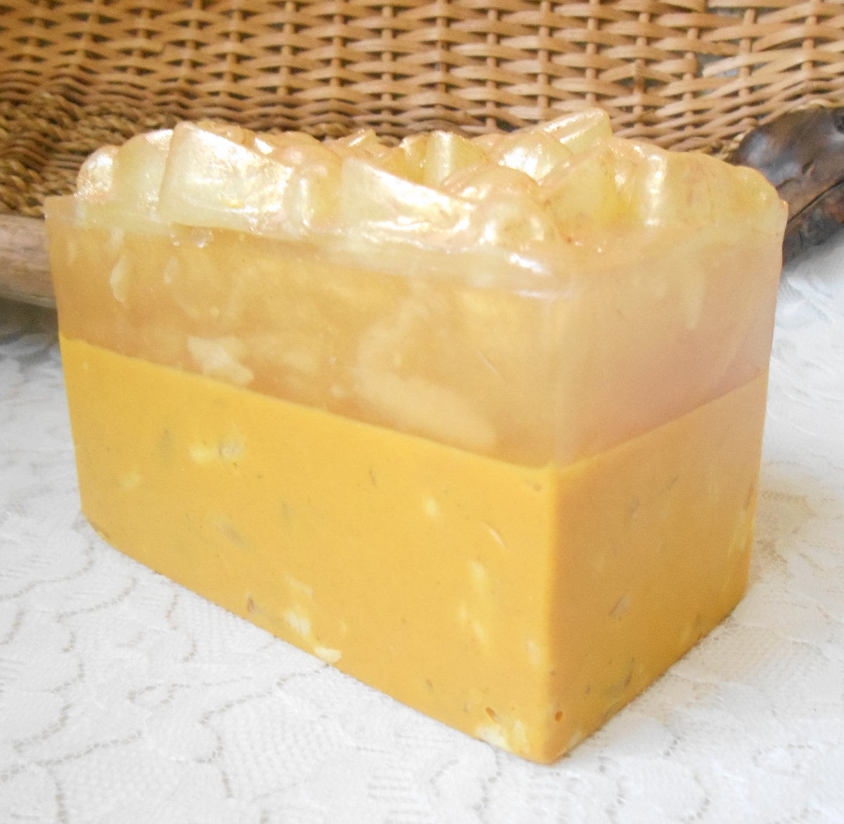 Soap Loaf Turmeric Manuka Honey Orange Lemon Essential Oils, 1 lb 11 Oz Gold Bumble Bees Skin Care for Face & Body Glow Bright Handmade Gift