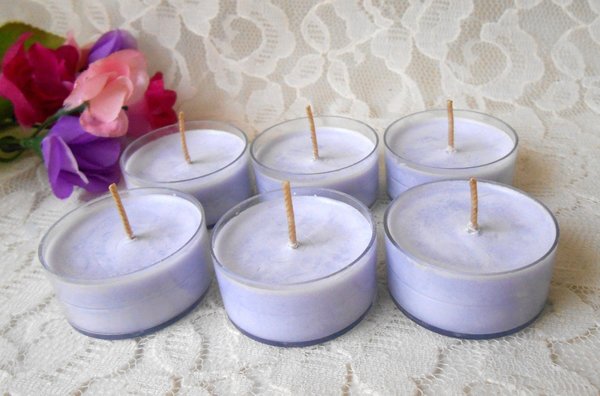 Lavender Essential Oil Tealight Candles Set of 6 Handmade Gift Aromatherapy Home Fragrance Relaxation